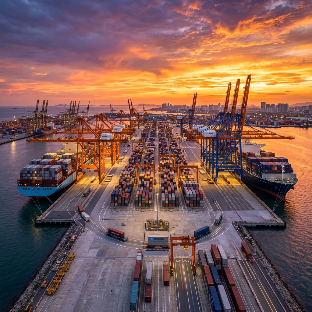 Sunset Container Terminal & Quay Crane Operations